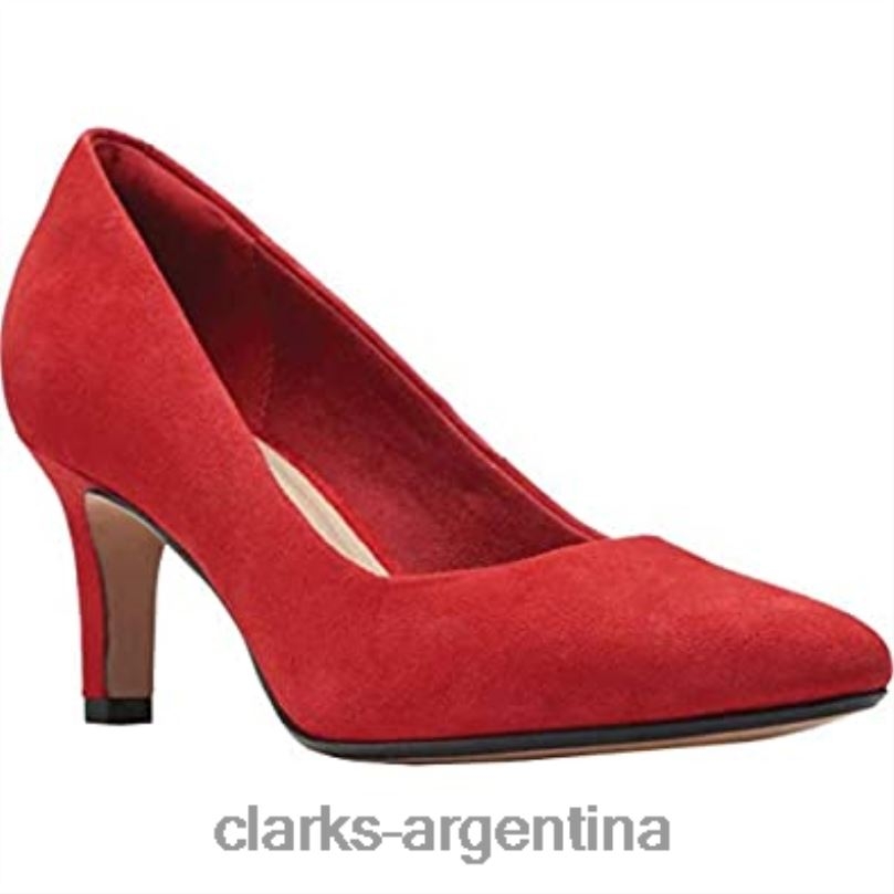 Clarks mujer 2FZPZ2648 Zapatos de salón clarks illeana tulip de ante rojo para mujer