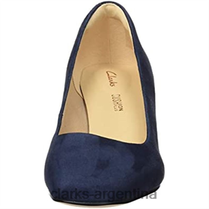 Clarks mujer 2FZPZ275 Zapatos de salón con punta cerrada de ante azul marino de Clarks Sheer Rose de ante azul marino beige gamuza azul marino beige