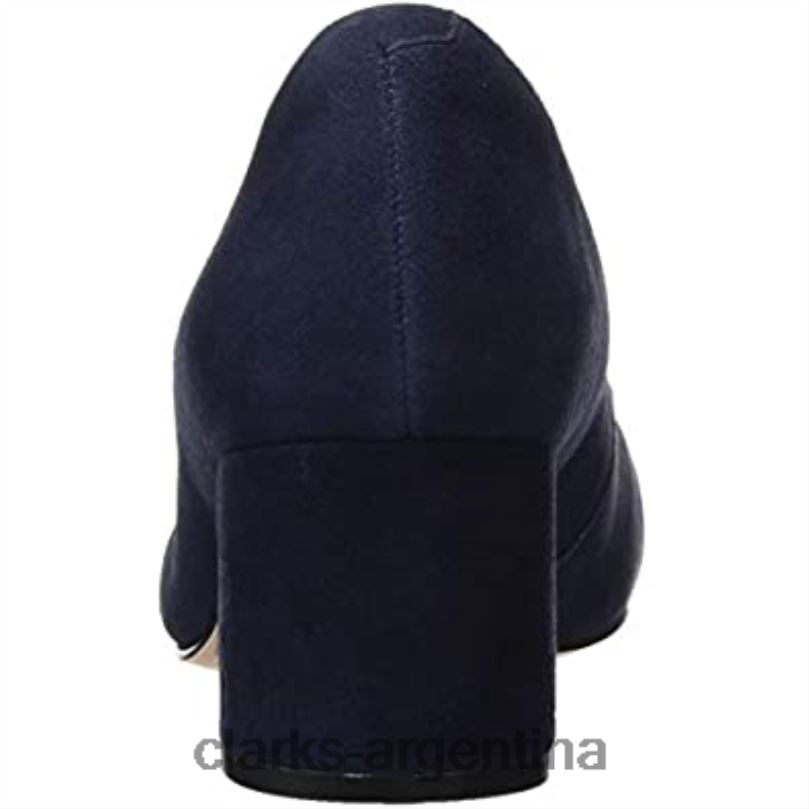 Clarks mujer 2FZPZ275 Zapatos de salón con punta cerrada de ante azul marino de Clarks Sheer Rose de ante azul marino beige gamuza azul marino beige