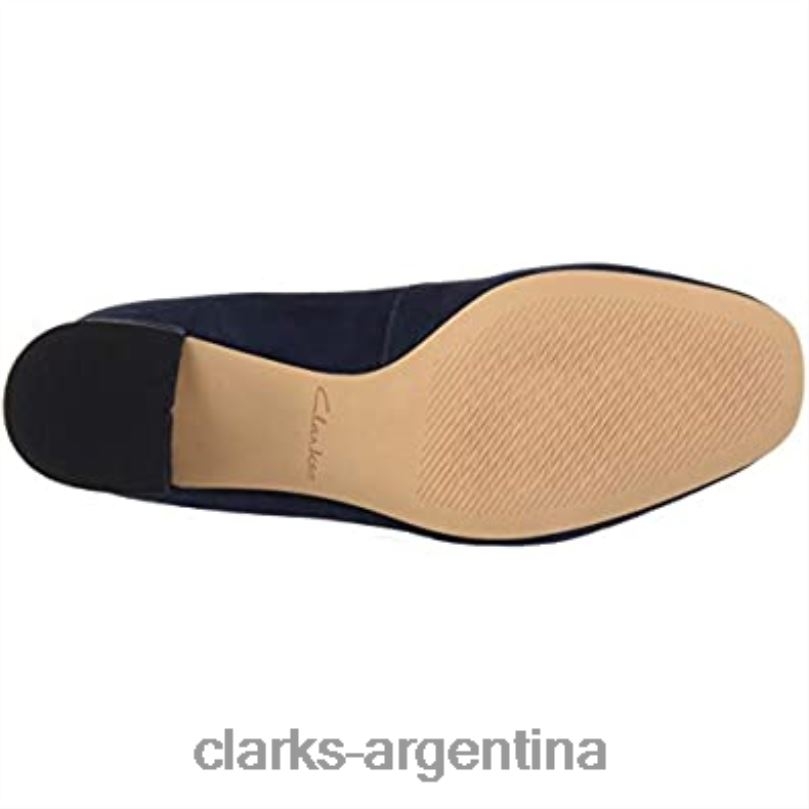 Clarks mujer 2FZPZ275 Zapatos de salón con punta cerrada de ante azul marino de Clarks Sheer Rose de ante azul marino beige gamuza azul marino beige