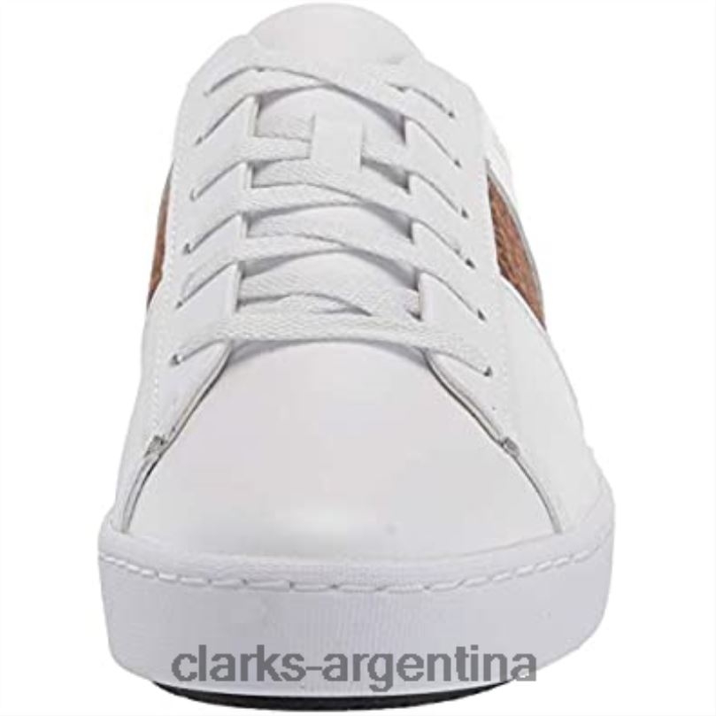 Clarks mujer 2FZPZ2779 Zapatilla clarks pawley rilee combinada de piel blanca y leopardo para mujer