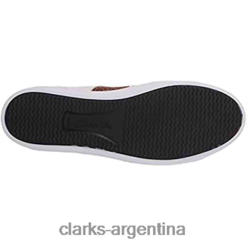 Clarks mujer 2FZPZ2779 Zapatilla clarks pawley rilee combinada de piel blanca y leopardo para mujer