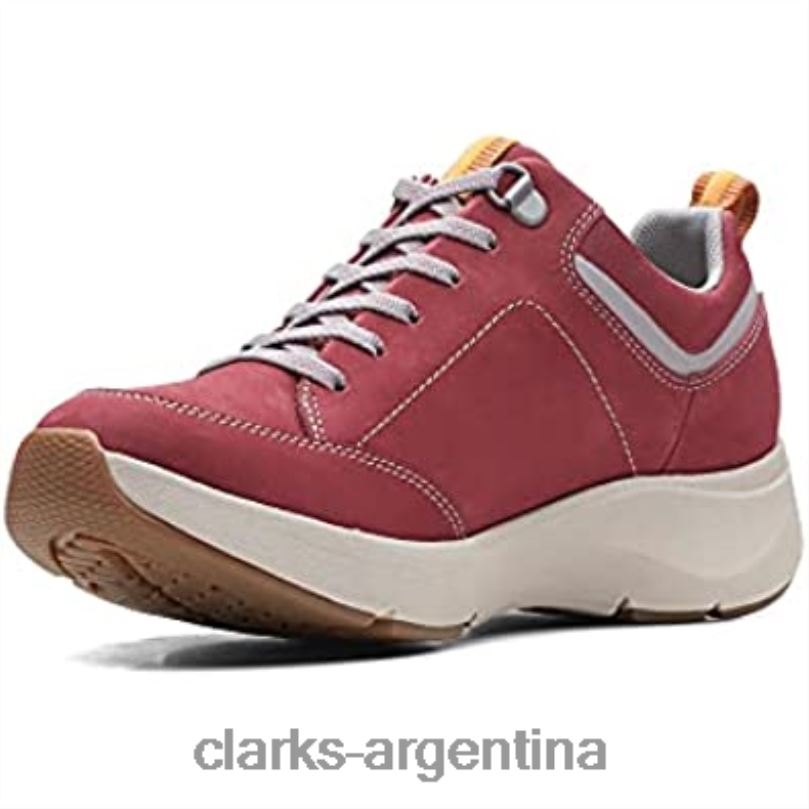Clarks mujer 2FZPZ2782 Zapatilla Wave 20 Lace Mujer Nubuck Vino Combi Clarks combi nobuk vino