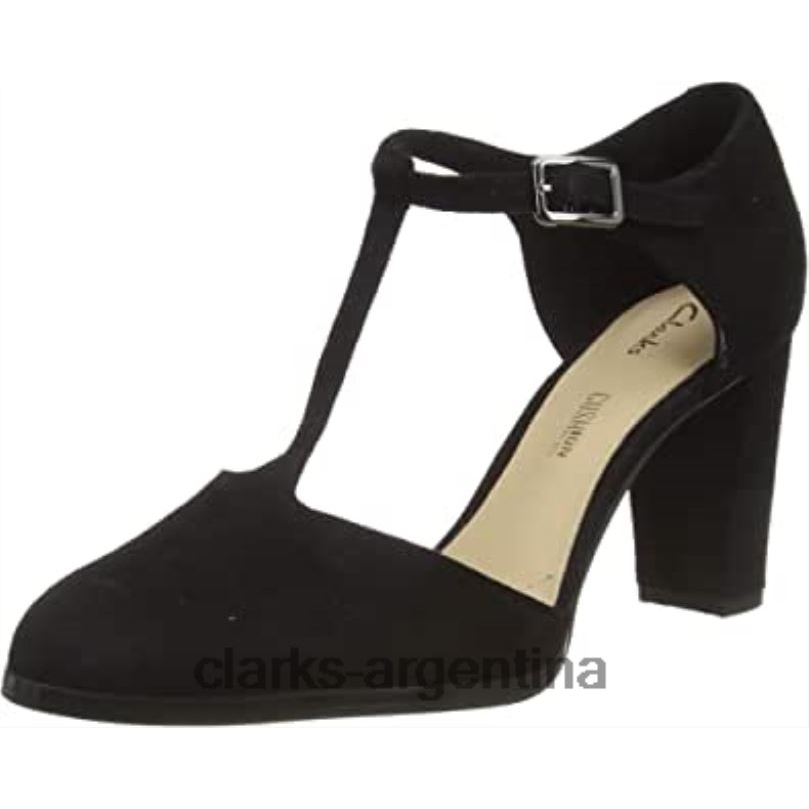 Clarks mujer 2FZPZ444 Zapatos de tacón con barra en T kayl85 tbar de ante negro para mujer Clarks ante negro