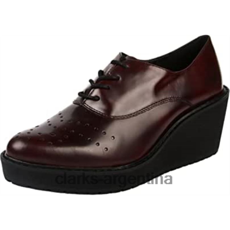 Clarks mujer 2FZPZ2609 Zapatos brogue de mujer clarks rojo burdeos juego ovalado de cuero cuero rojo burdeos