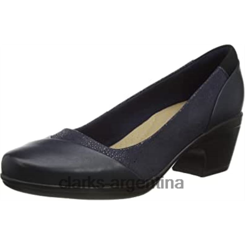Clarks mujer 2FZPZ518 zapato de vestir uniforme emily alexa para mujer azul marino combi clarks