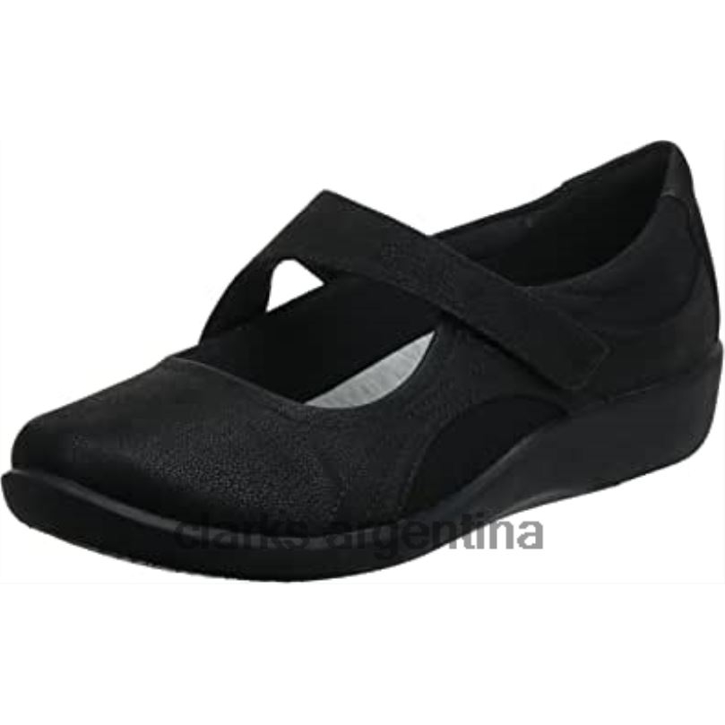 Clarks mujer 2FZPZ1218 Merceditas Clarks Sillian Bella para mujer, color negro plano negro