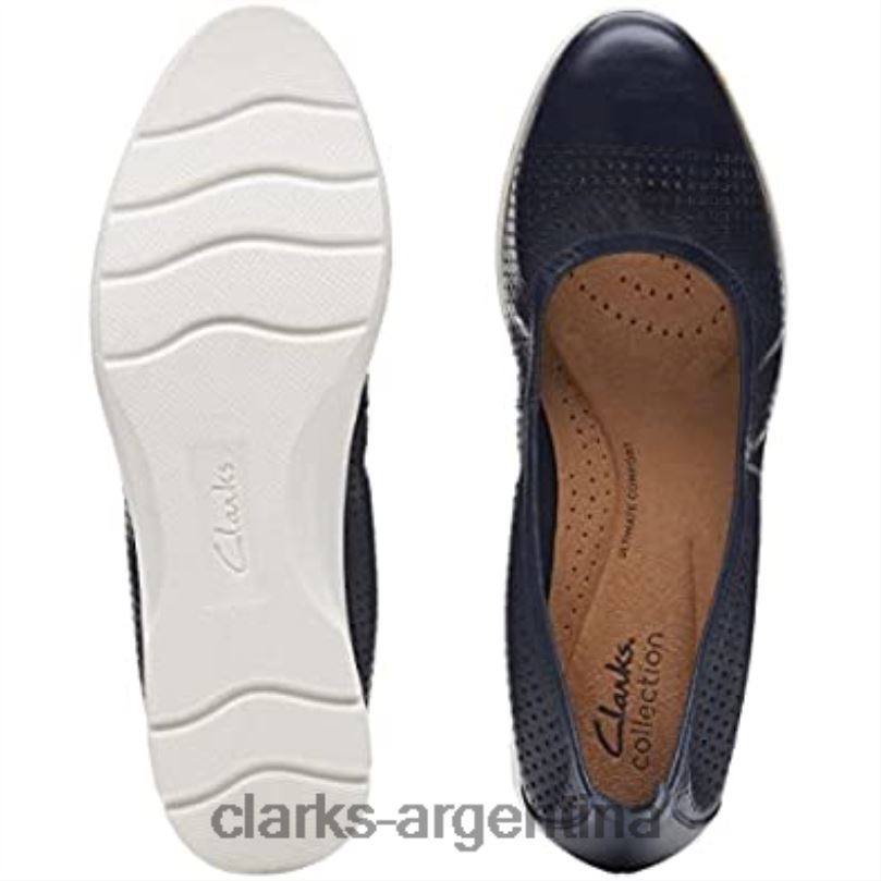 Clarks mujer 2FZPZ1391 bailarinas jenette facilidad mujer clarks azul marino cuero