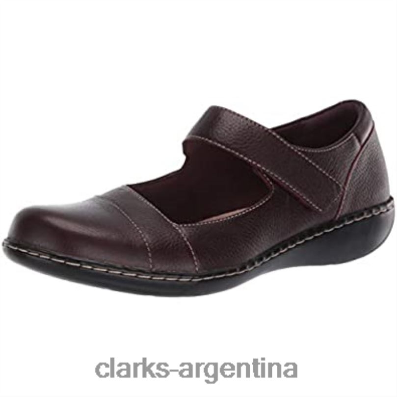 Clarks mujer 2FZPZ1589 Mary Jane Ashland Bliss para mujer planas Clarks de cuero burdeos cuero burdeos