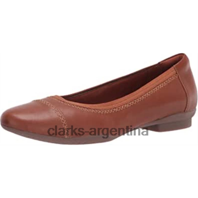 Clarks mujer 2FZPZ1658 Bailarinas Clarks Sara Orchid de mujer de piel color caramelo cuero caramelo