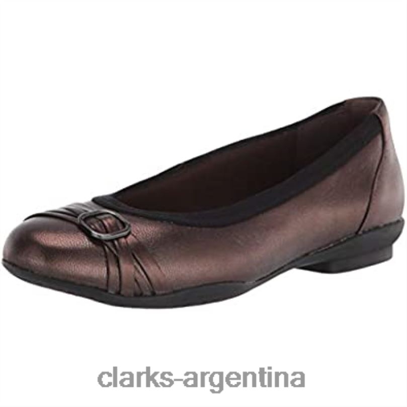 Clarks mujer 2FZPZ2730 Clarks Sara Tulip, bailarinas de mujer de piel metalizada cuero metalizado