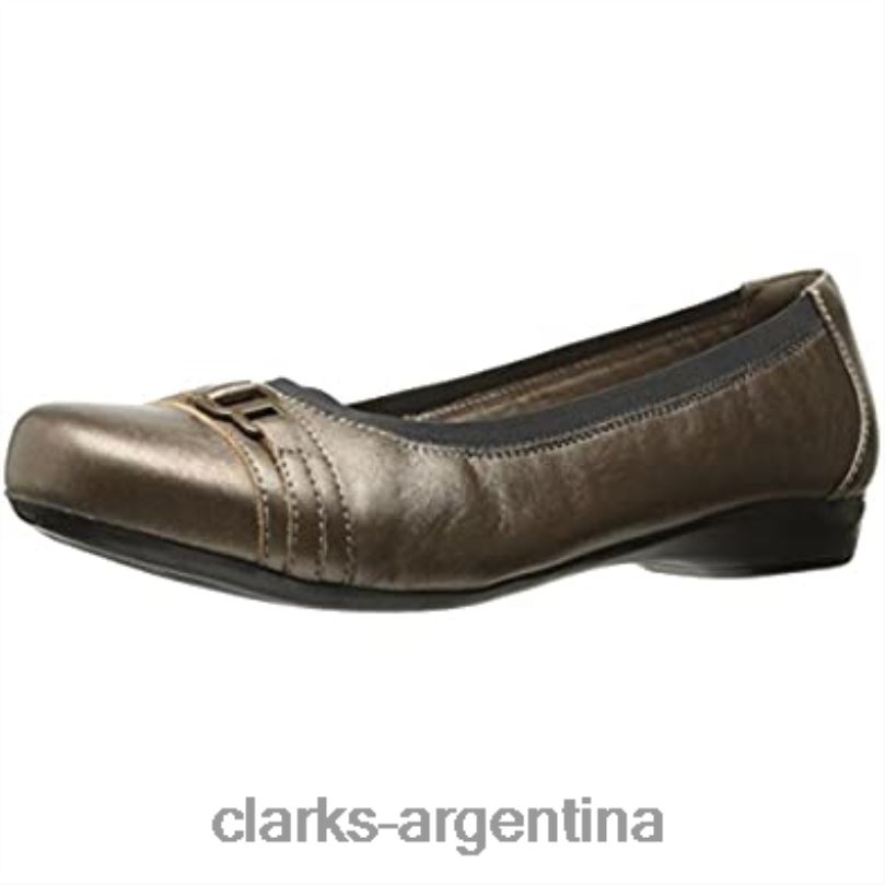 Clarks mujer 2FZPZ2843 Zapatos planos clarks kinzie light de piel peltre para mujer cuero peltre