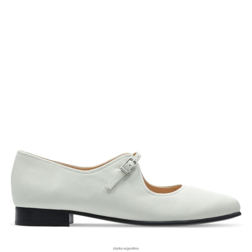Clarks mujer 2FZPZ3270 Clarks de cuero blanco plano puro cuero blanco