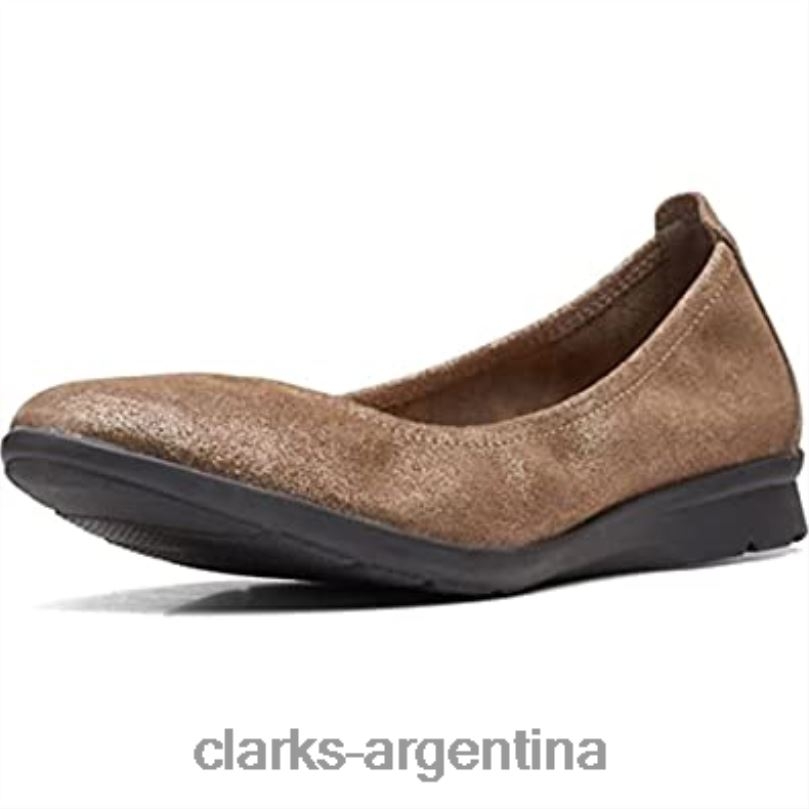 Clarks mujer 2FZPZ52 bailarinas jenette facilidad de mujer de gamuza metalizada peltre clarks