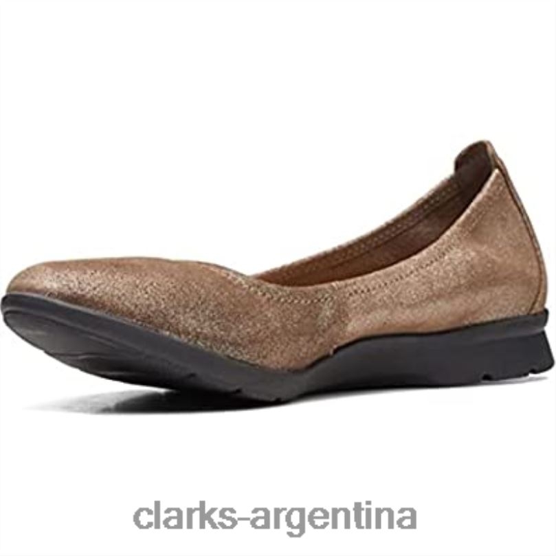 Clarks mujer 2FZPZ52 bailarinas jenette facilidad de mujer de gamuza metalizada peltre clarks