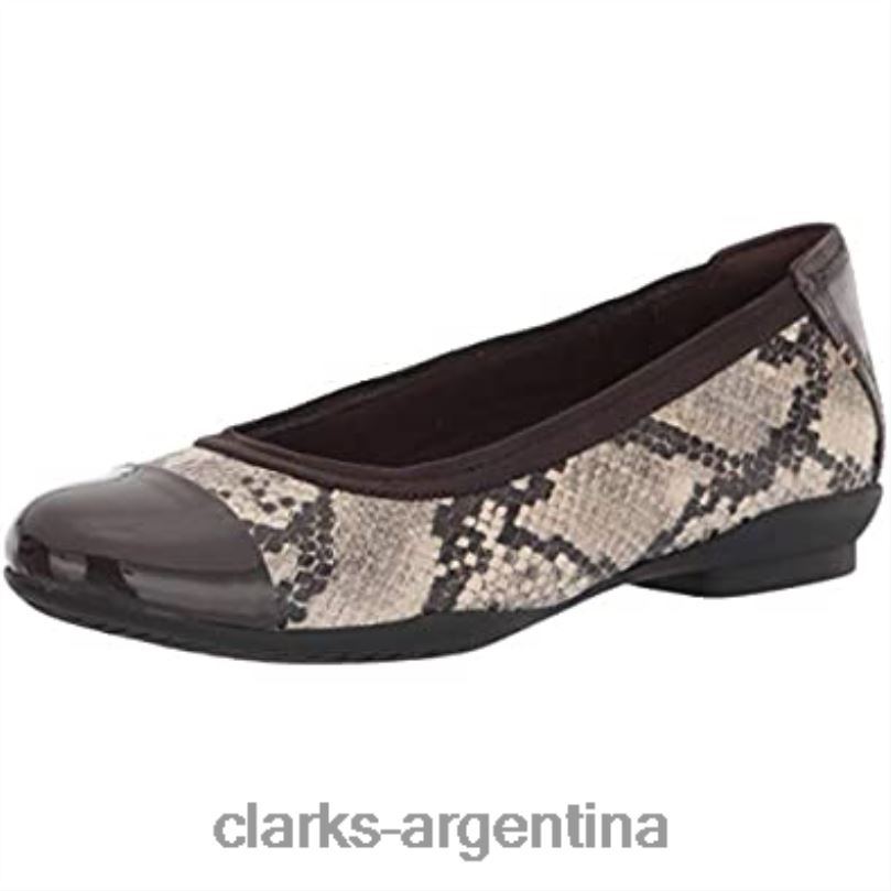 Clarks mujer 2FZPZ894 bailarinas de mujer sara orquídea color topo charol de serpiente combi clarks combi charol serpiente topo