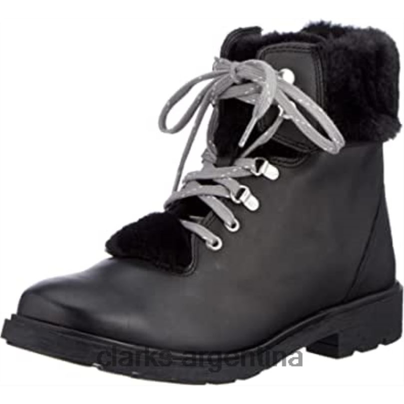 Clarks niños 2FZPZ2571 Bota de nieve para niña Clarks Astrol Hiker K de piel negra cuero negro