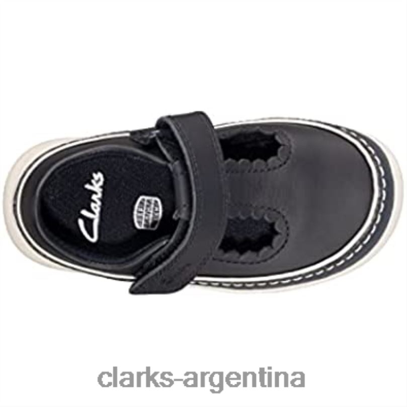 Clarks niños 2FZPZ1274 clarks crest sky t cuero azul marino primeros zapatos de cuero para niñas ajuste estrecho cuero azul marino cuero azul marino