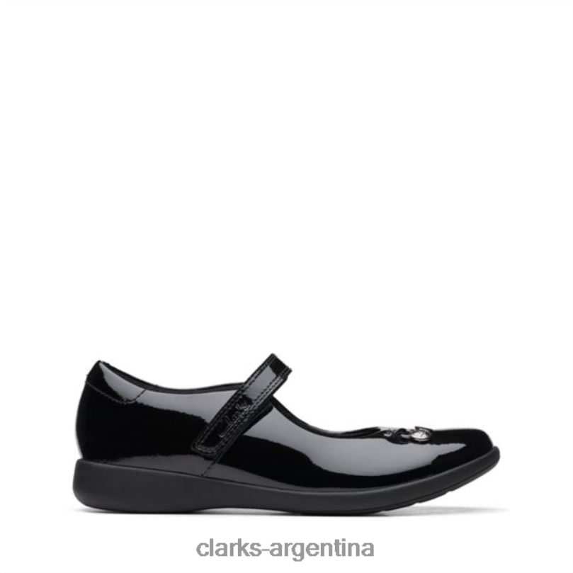 Clarks niños 2FZPZ5846 grabado niebla charol negro antiguo charol negro clarks charol negro