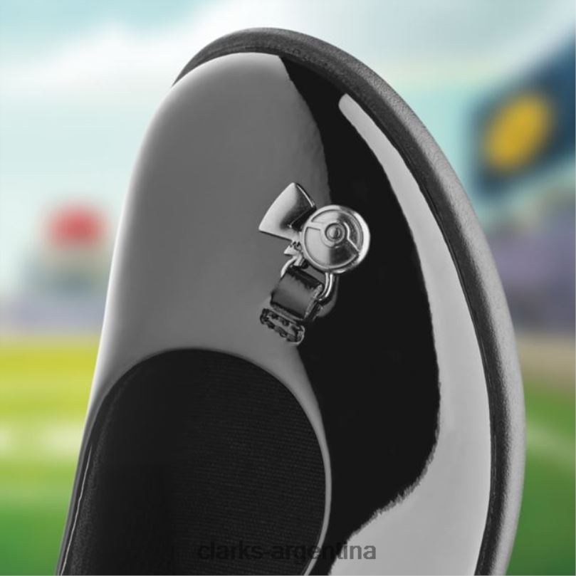 Clarks niños 2FZPZ5846 grabado niebla charol negro antiguo charol negro clarks charol negro