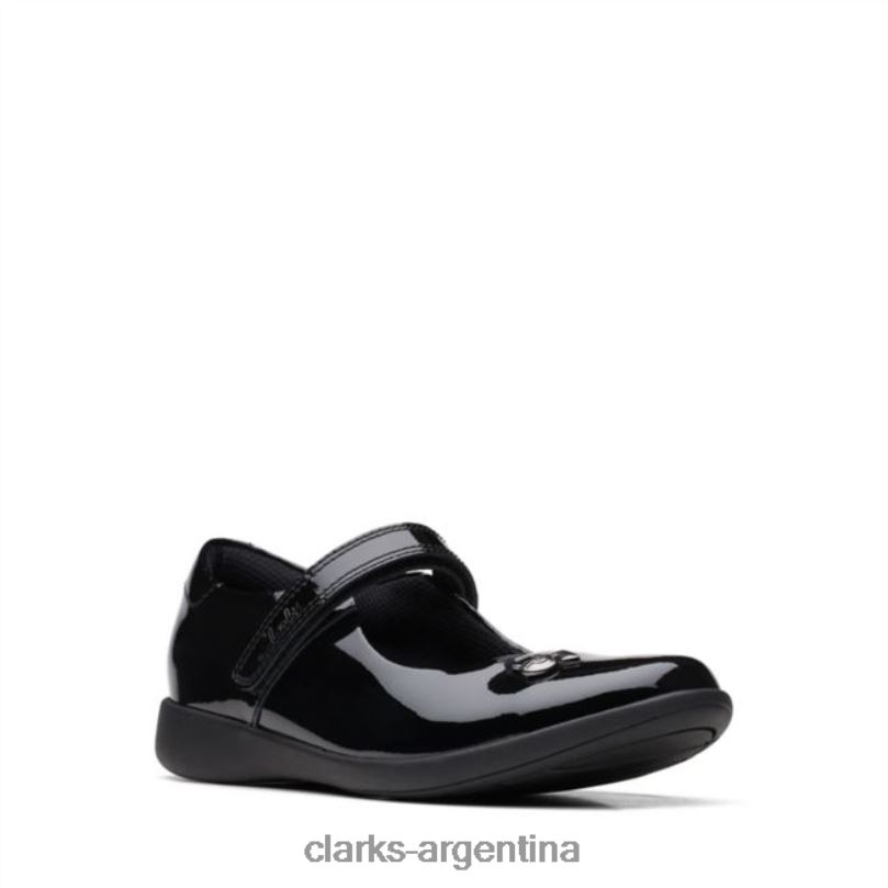 Clarks niños 2FZPZ5846 grabado niebla charol negro antiguo charol negro clarks charol negro