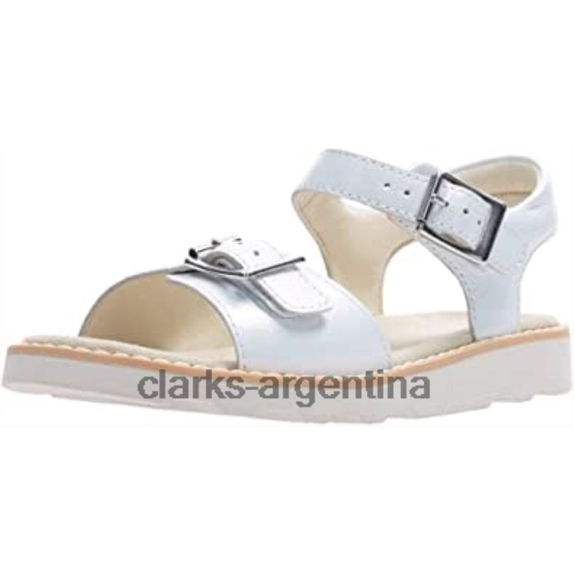 Clarks niños 2FZPZ229 sandalias destalonadas Crown Bloom T niña clarks blanco piel blanca cuero blanco blanco