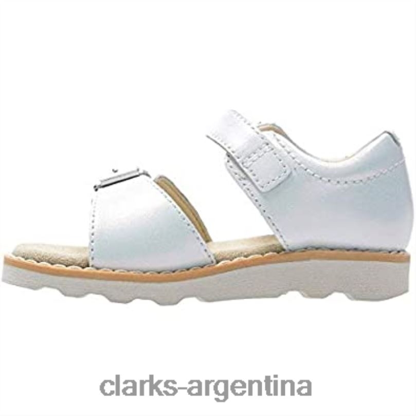 Clarks niños 2FZPZ229 sandalias destalonadas Crown Bloom T niña clarks blanco piel blanca cuero blanco blanco