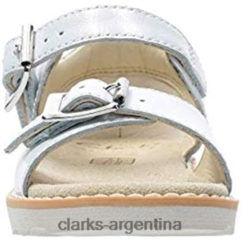 Clarks niños 2FZPZ229 sandalias destalonadas Crown Bloom T niña clarks blanco piel blanca cuero blanco blanco