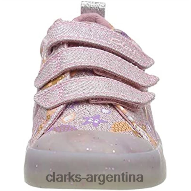 Clarks niños 2FZPZ1870 Zapatilla de niña con estampado foxing lona rosa clarks