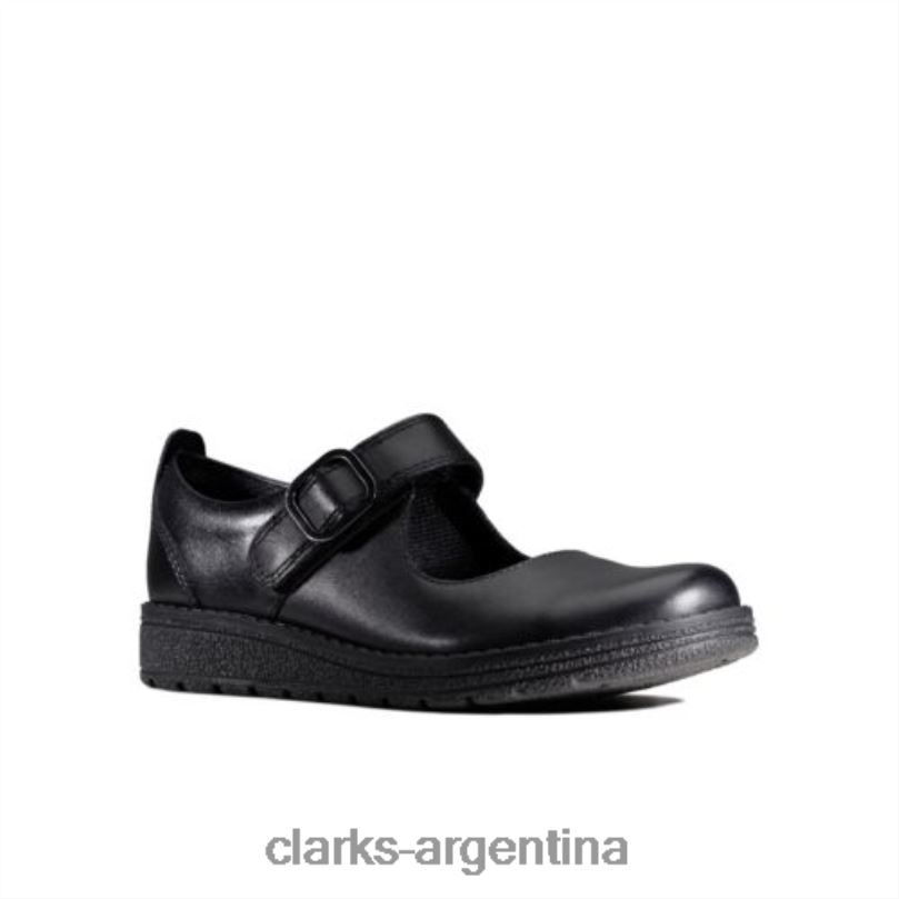 Clarks niños 2FZPZ4654 mendip stitch jnr f fit clarks de cuero negro cuero negro