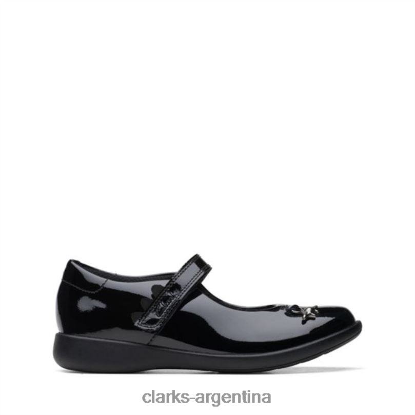 Clarks niños 2FZPZ5824 charol negro clarks grabado divertido niño patente negro charol negro