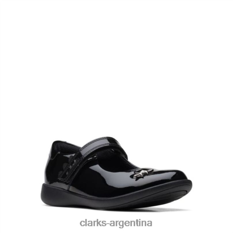 Clarks niños 2FZPZ5824 charol negro clarks grabado divertido niño patente negro charol negro
