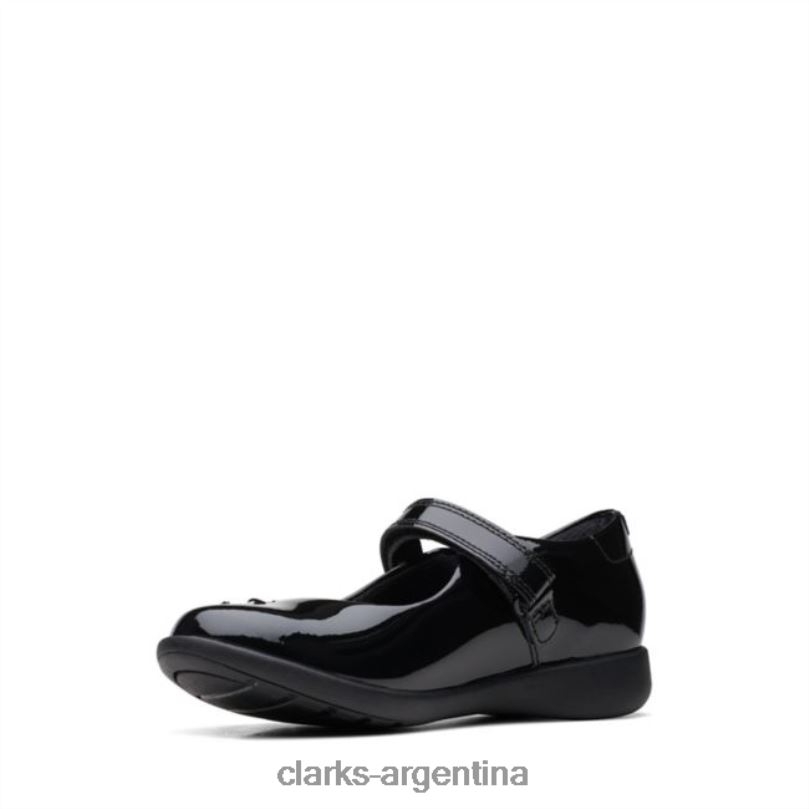 Clarks niños 2FZPZ5824 charol negro clarks grabado divertido niño patente negro charol negro