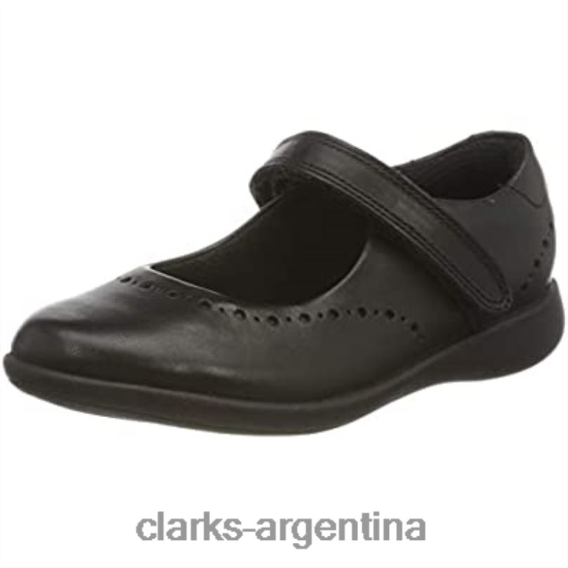 Clarks niños 2FZPZ608 Zapatos escolares de ballet de corte ancho para niña Clarks etch craft k negros cuero negro cuero negro
