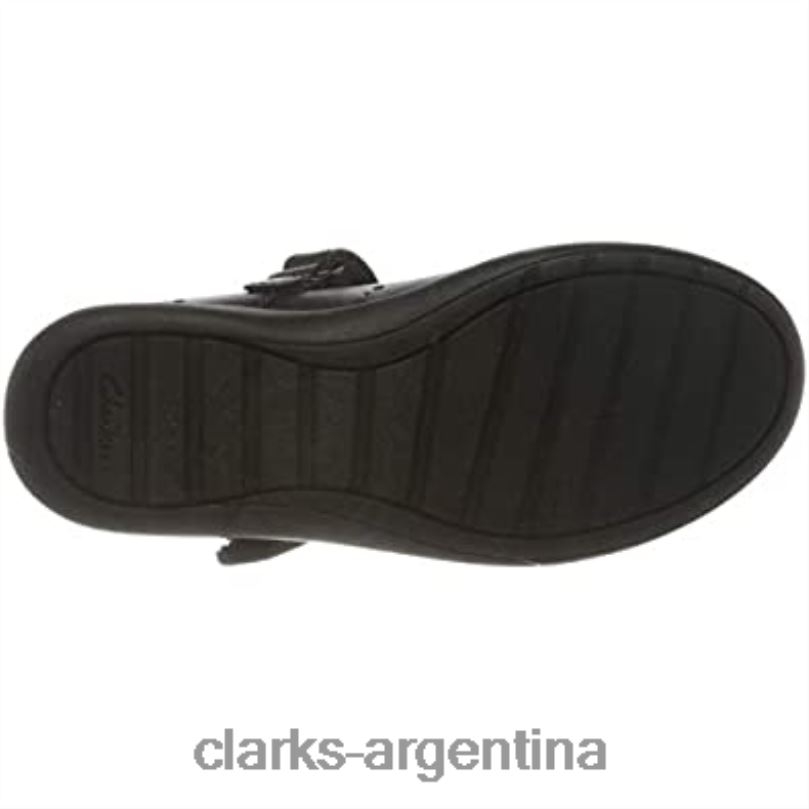 Clarks niños 2FZPZ608 Zapatos escolares de ballet de corte ancho para niña Clarks etch craft k negros cuero negro cuero negro