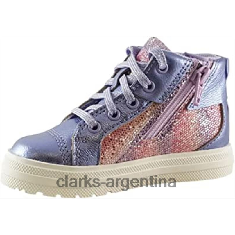 Clarks niños 2FZPZ980 botas de cuero para niños nova city de moda lila clarks