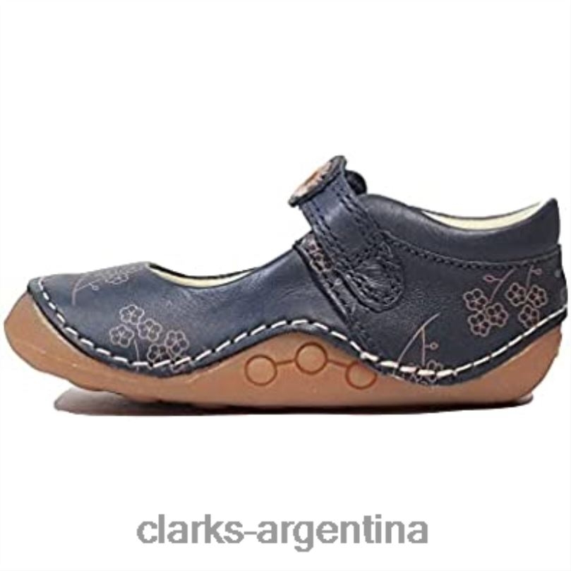 Clarks niños 2FZPZ158 ti ny flora niño azul marino combi cuero niñas pre walker zapatos f ancho azul marino combi clarks f ancho marino combinado