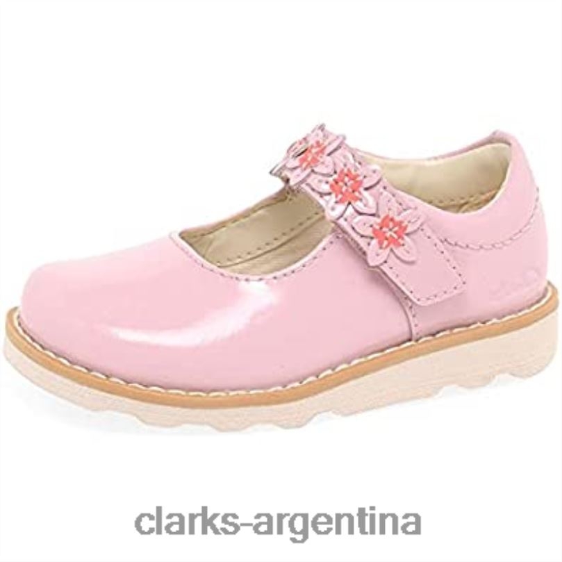 Clarks niños 2FZPZ239 zapatos de cuero para niño con pétalo de corona ancho rosa clarks