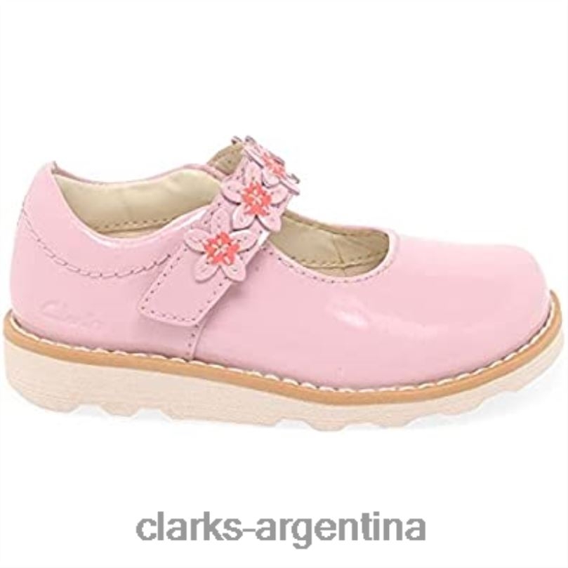 Clarks niños 2FZPZ239 zapatos de cuero para niño con pétalo de corona ancho rosa clarks