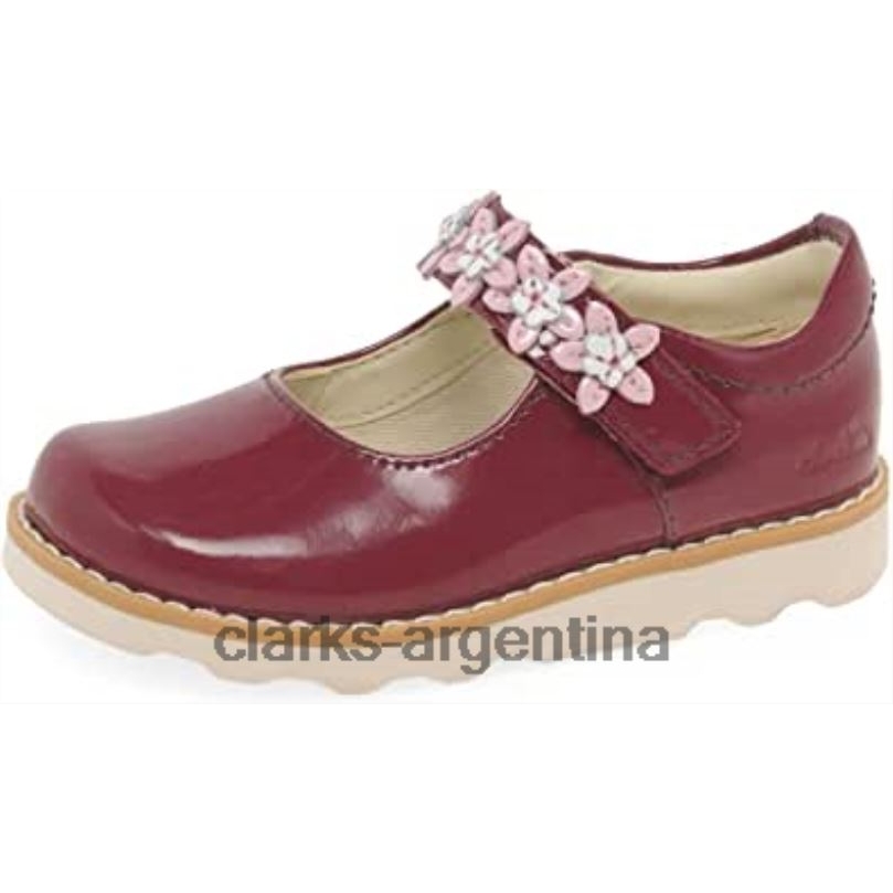 Clarks niños 2FZPZ82 Clarks Crown Petal zapatos de cuero ceroso para niños pequeños cereza