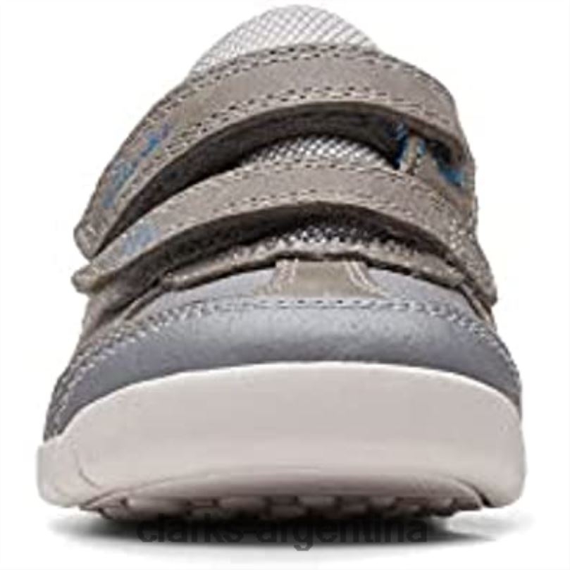 Clarks niños 2FZPZ842 Zapatos de cuero clarks rex play para niños pequeños gris/azul