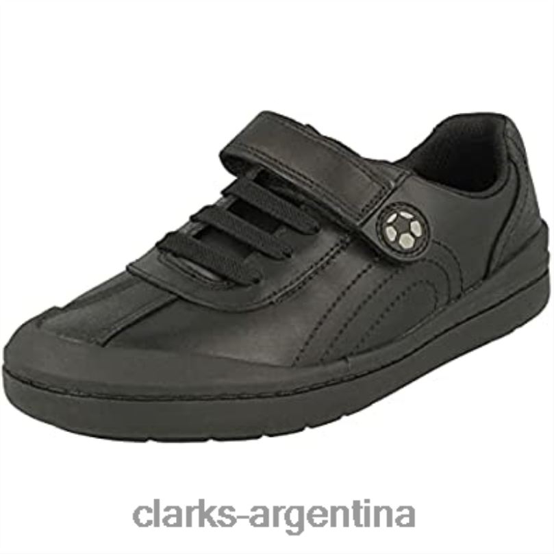 Clarks niños 2FZPZ869 rock pass zapatos de cuero para niños pequeños clarks extra negros