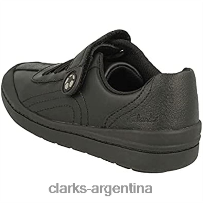 Clarks niños 2FZPZ869 rock pass zapatos de cuero para niños pequeños clarks extra negros