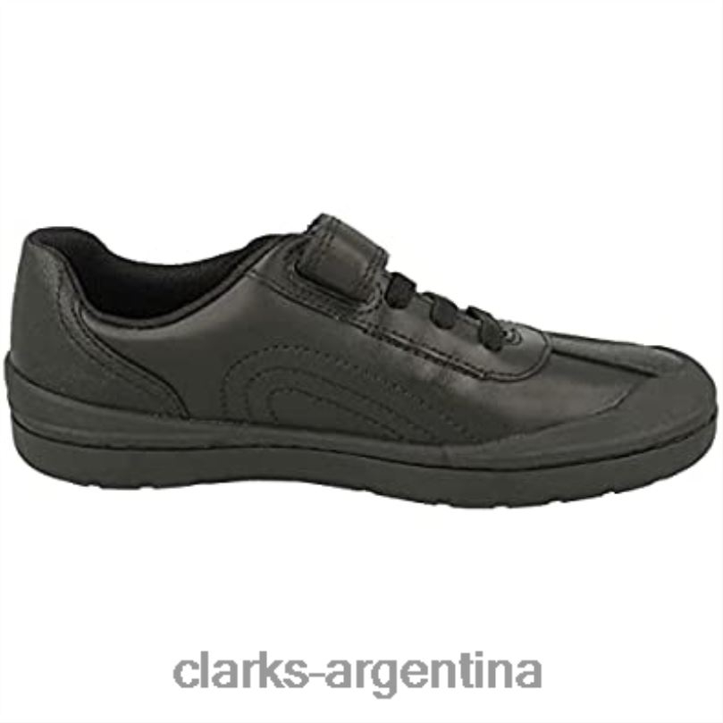 Clarks niños 2FZPZ869 rock pass zapatos de cuero para niños pequeños clarks extra negros