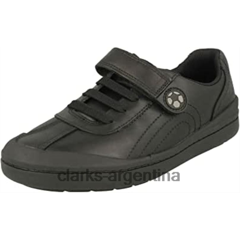 Clarks niños 2FZPZ870 zapatos de cuero para niño rock pass clarks negros