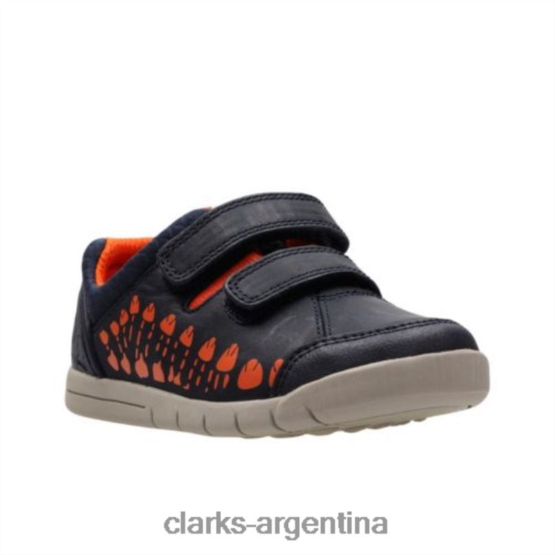 Clarks niños 2FZPZ4840 clarks trail walk fst g fit de cuero azul marino cuero azul marino