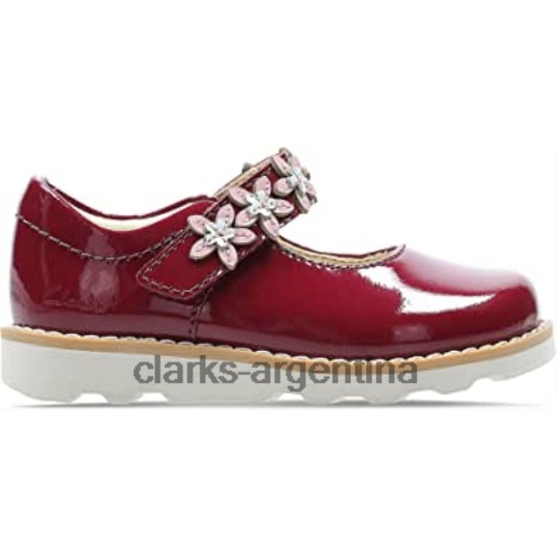 Clarks niños 2FZPZ1388 zapatos mary jane para niños con charol de cereza y pétalos de corona 6 g de cereza clarks