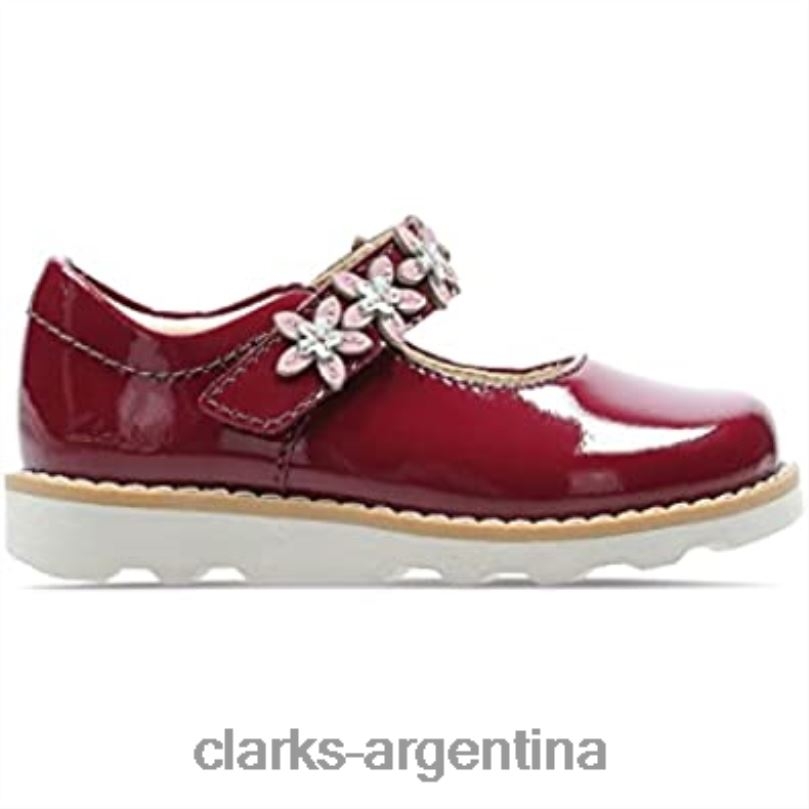 Clarks niños 2FZPZ1388 zapatos mary jane para niños con charol de cereza y pétalos de corona 6 g de cereza clarks