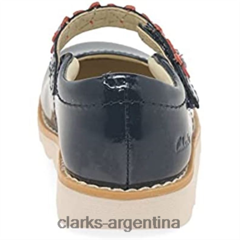Clarks niños 2FZPZ200 Zapatos Clarks Crown Petal de cuero encerado para niño azul marino