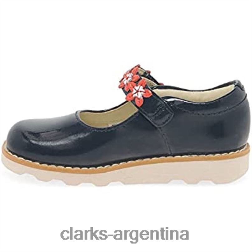 Clarks niños 2FZPZ200 Zapatos Clarks Crown Petal de cuero encerado para niño azul marino